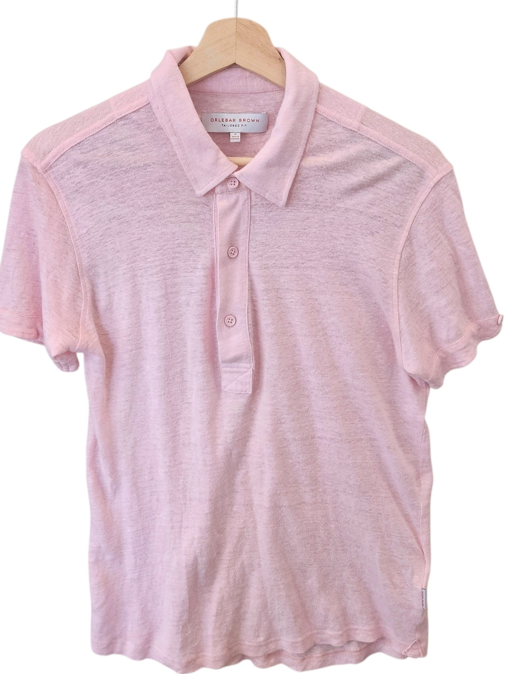 Orlebar Brown Light Pink Linen Polo Size M